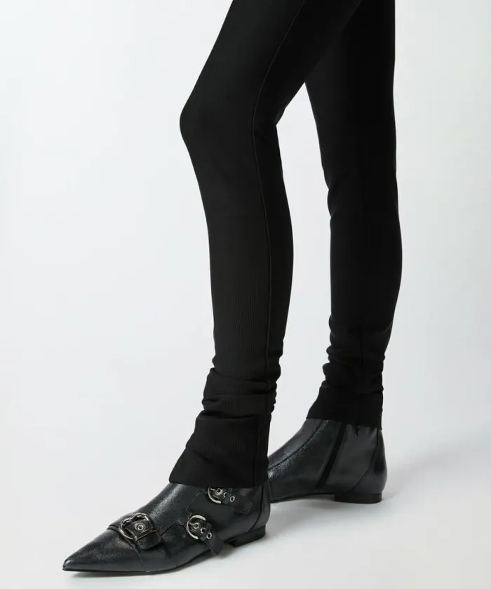 Women Trousers Pinko Slimfit Stretch Trousers With Zipped Leg Hems Limo Black