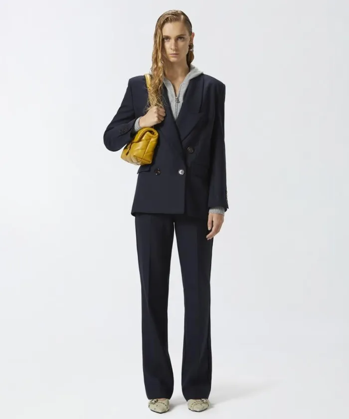 Women Trousers Pinko Wideleg Pinstriped Trousers Blueburgundy