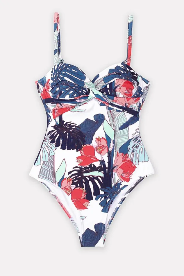 Women Tummy Control Swimsuits Cupshe Jewel Tropical Twist One Piece Swimsuit Multicolor