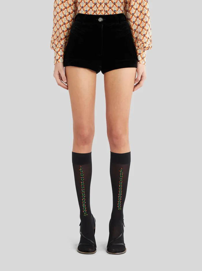 Women Velvet Shorts Etro Trousers
