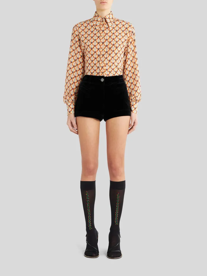 Women Velvet Shorts Etro Trousers