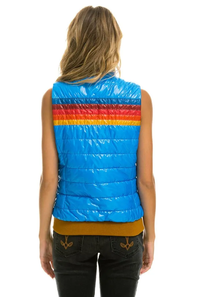 Women Vests Aviator Nation 5 Stripe Vest 8211 Glossy Blue Cina