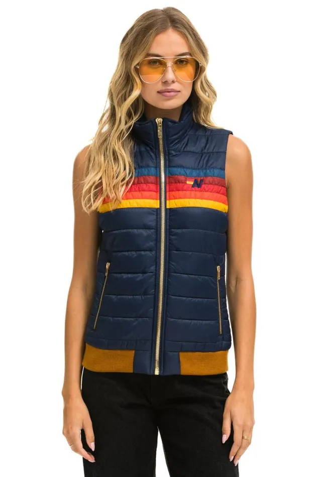 Women Vests Aviator Nation 5 Stripe Vest 8211 Navy