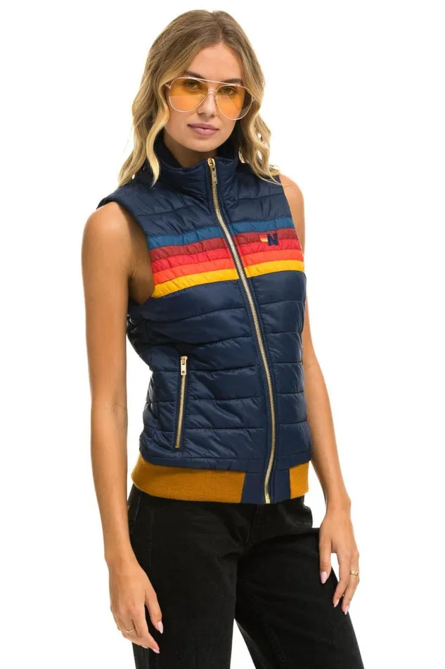 Women Vests Aviator Nation 5 Stripe Vest 8211 Navy
