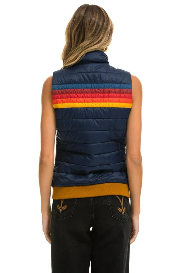 Women Vests Aviator Nation 5 Stripe Vest 8211 Navy
