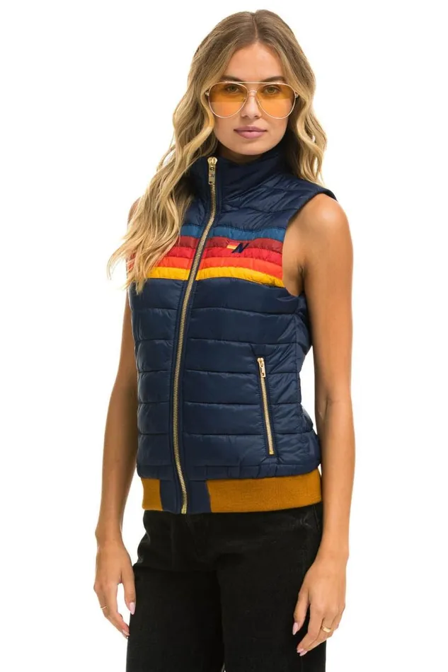 Women Vests Aviator Nation 5 Stripe Vest 8211 Navy