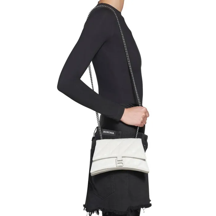 Women Wallets On Chain Balenciaga Crush Xs Chain Bag Quilted In Optic White