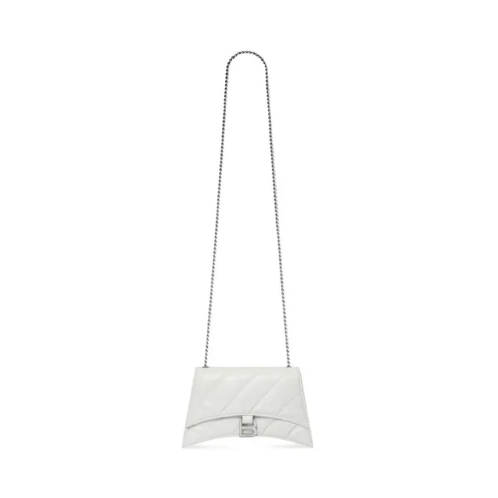 Women Wallets On Chain Balenciaga Crush Xs Chain Bag Quilted In Optic White