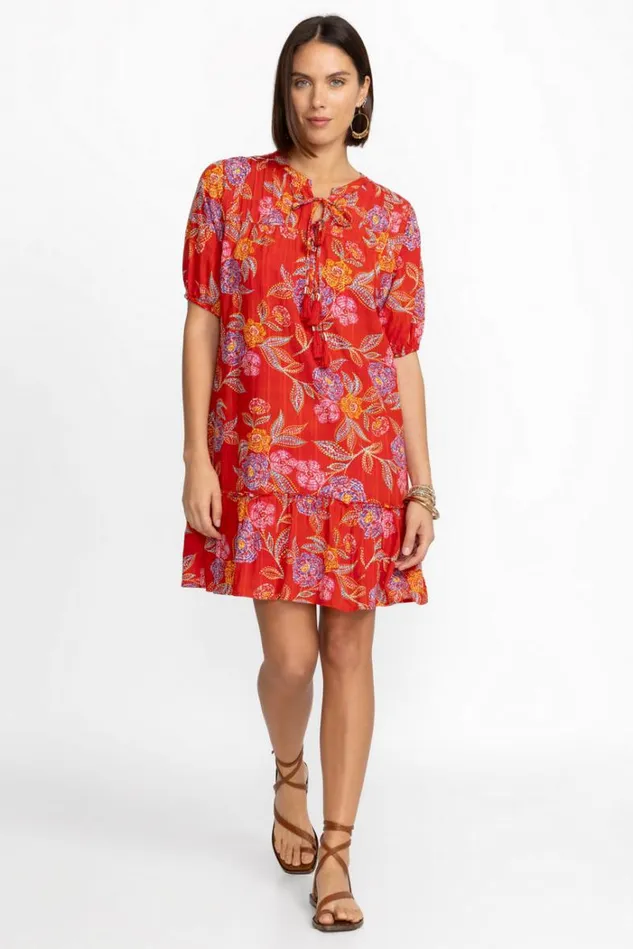 Women WHIMSICAL HIBISCUS PLEATED YOKE DRESS Whimsical Hibiscus Johnny Was Dresses Women WHIMSICAL HIBISCUS PLEATED YOKE DRESS Whimsical Hibiscus Johnny Was Dresses