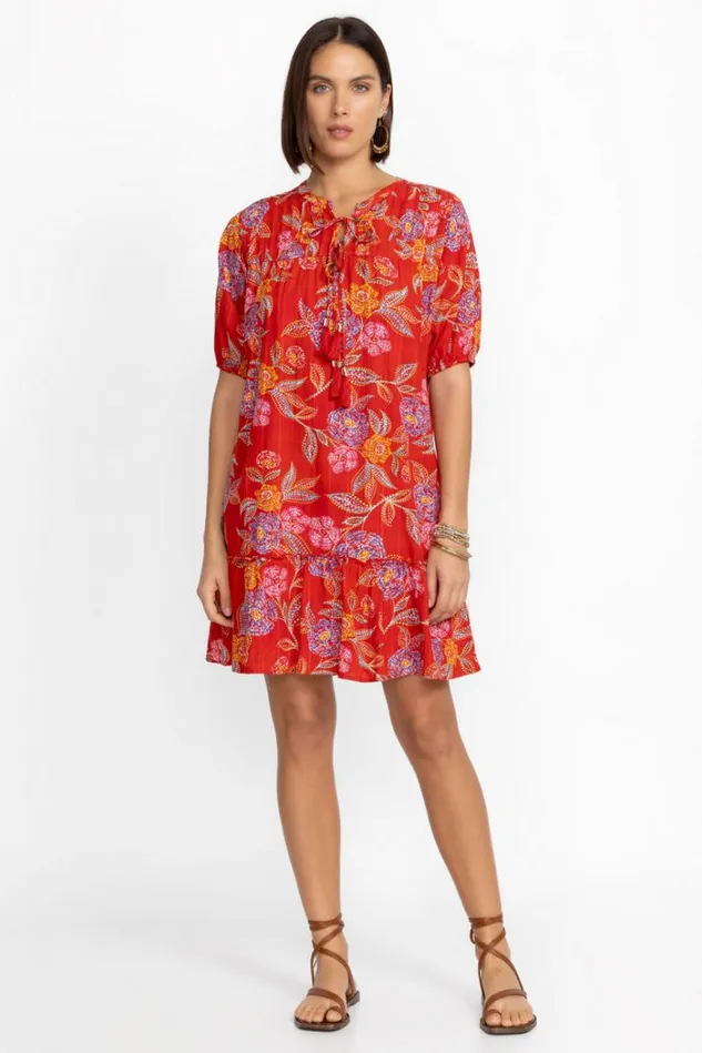 Women WHIMSICAL HIBISCUS PLEATED YOKE DRESS Whimsical Hibiscus Johnny Was Dresses Women WHIMSICAL HIBISCUS PLEATED YOKE DRESS Whimsical Hibiscus Johnny Was Dresses