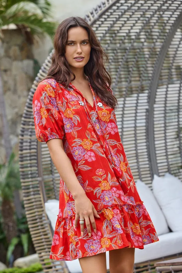 Women WHIMSICAL HIBISCUS PLEATED YOKE DRESS Whimsical Hibiscus Johnny Was Dresses Women WHIMSICAL HIBISCUS PLEATED YOKE DRESS Whimsical Hibiscus Johnny Was Dresses