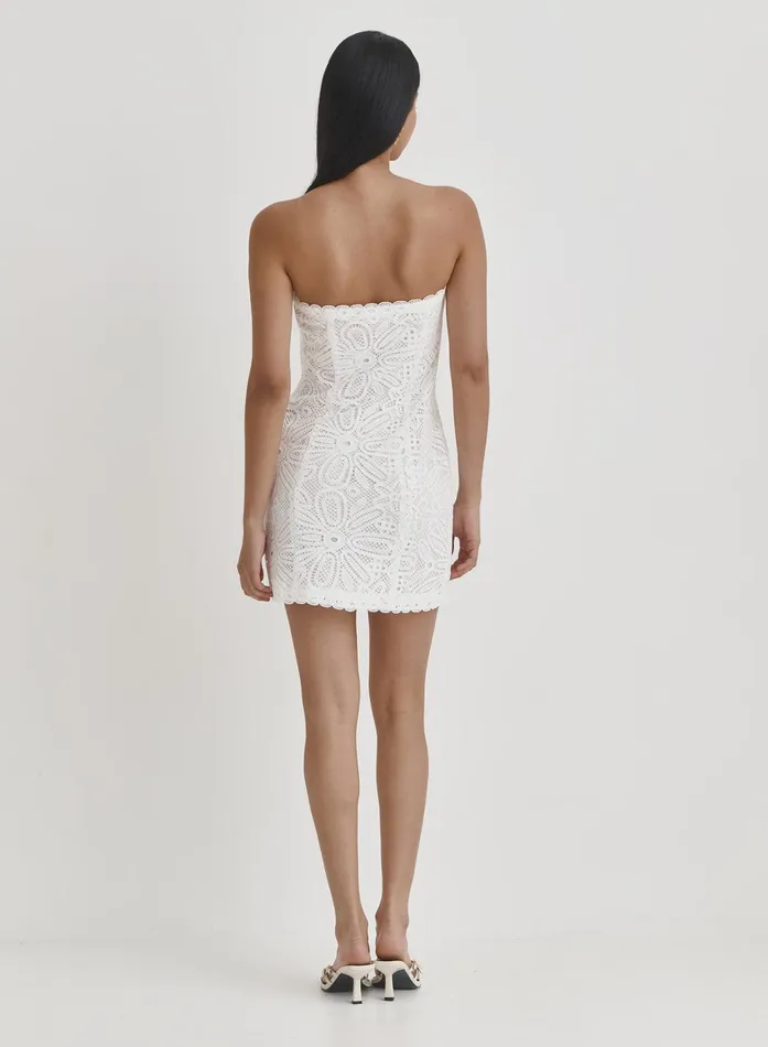 Women White Crochet Bandeau Mini Dress Jovie 4th and Reckless Dresses