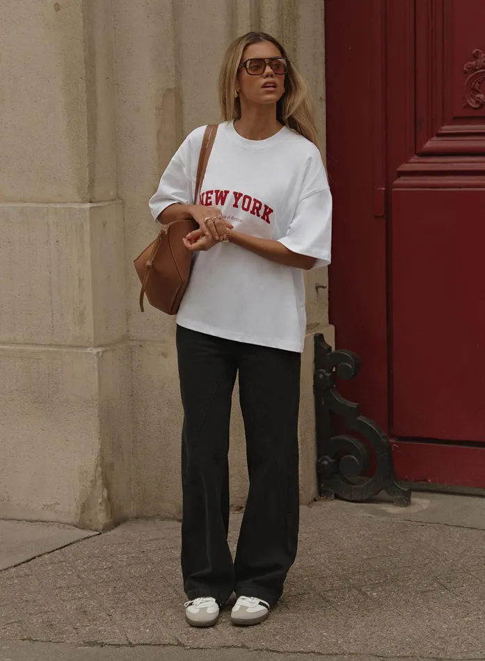Women White New York Tshirt Macy 4th and Reckless Tops