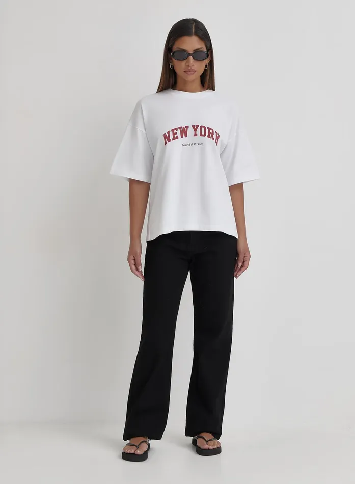 Women White New York Tshirt Macy 4th and Reckless Tops