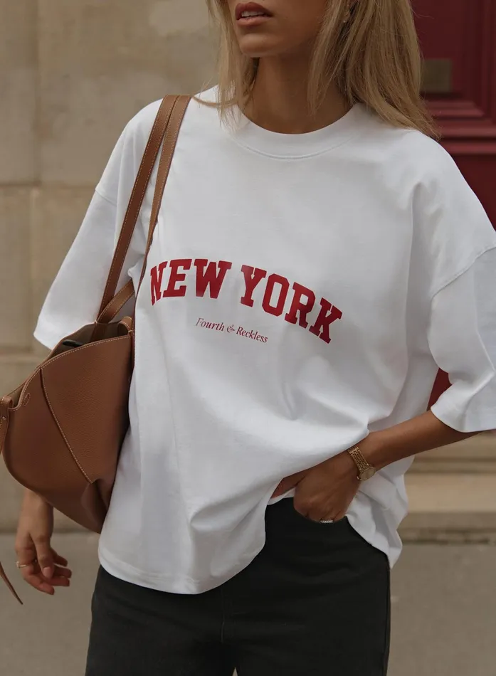 Women White New York Tshirt Macy 4th and Reckless Tops