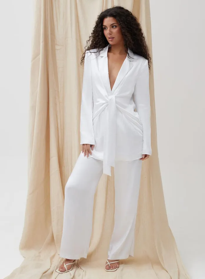 Women White Satin Wide Leg Trouser 8211 Elora 4th and Reckless Pants