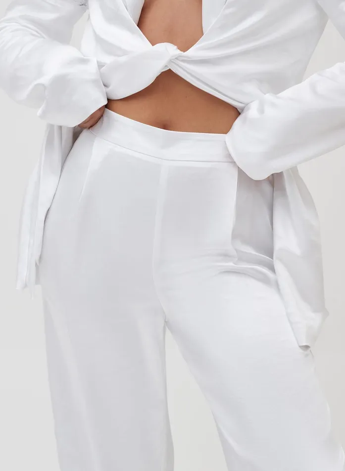 Women White Satin Wide Leg Trouser 8211 Elora 4th and Reckless Pants