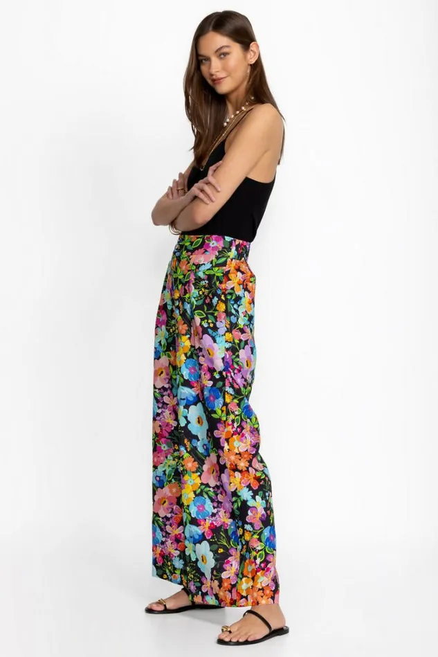 Women WILD BLOOM WIDE LEG PLEAT LINEN PANT Wild Bloom Johnny Was Bottoms Women WILD BLOOM WIDE LEG PLEAT LINEN PANT Wild Bloom Johnny Was Bottoms