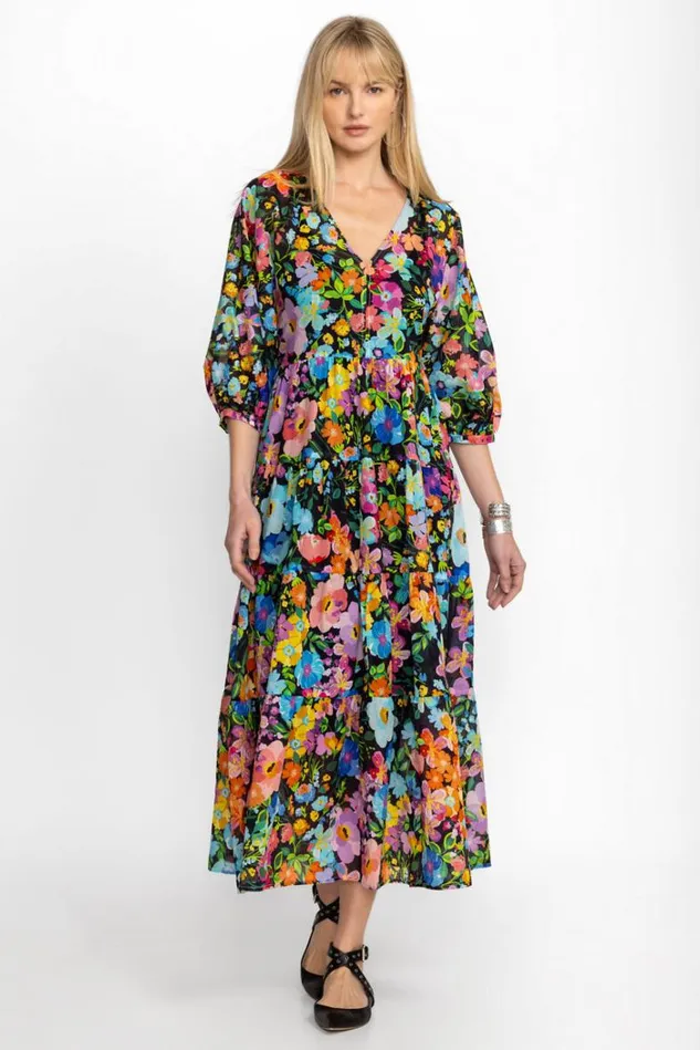 Women WILD BLOOMS DOLMAN TIERED DRESS Wild Bloom Johnny Was Dresses