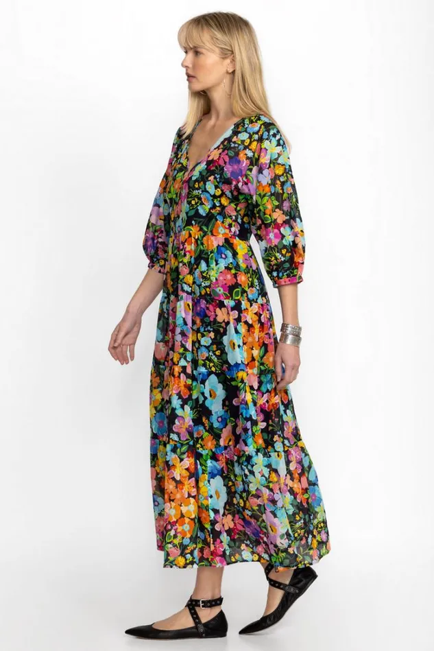 Women WILD BLOOMS DOLMAN TIERED DRESS Wild Bloom Johnny Was Dresses