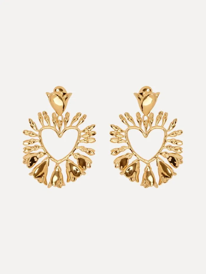 Women Wisteria Heart Earrings Gold Oscar De La Renta Earrings