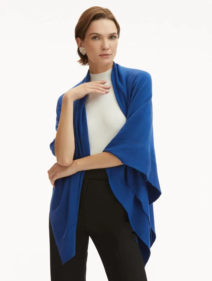 Women WoolBlend Shawl Cobalt Oscar De La Renta Scarves Women WoolBlend Shawl Cobalt Oscar De La Renta Scarves