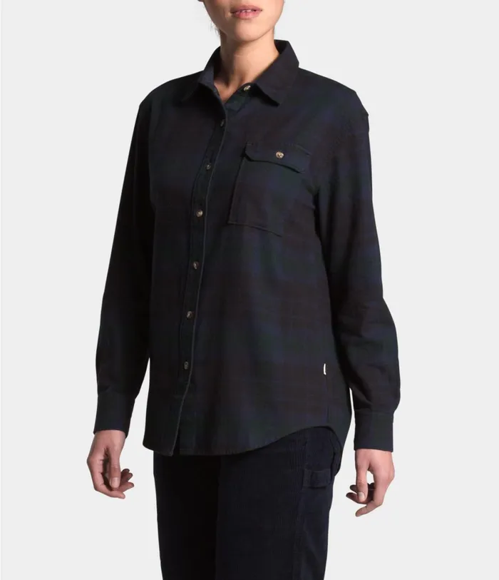 Womens Berkeley LS Boyfriend Shirt Scarab Green Heritage Medium Three Color Plaid The North Face Casual Tops