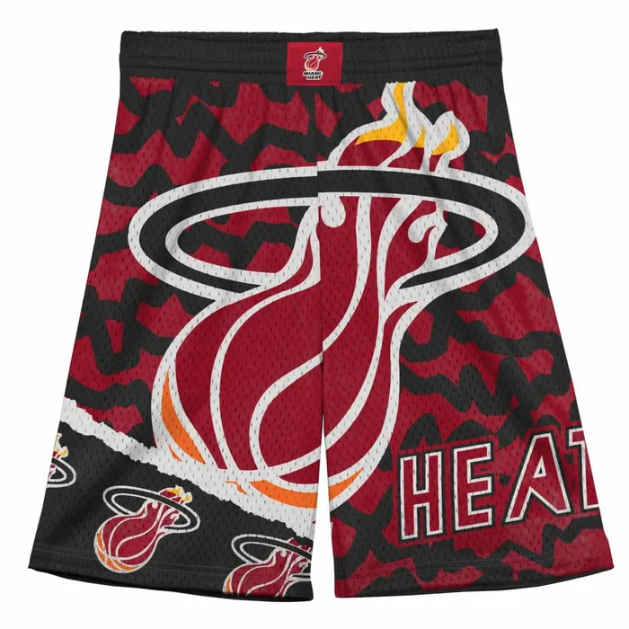 Youth Big Kids Mitchell and Ness Big Face Jumbotron Mesh Shorts Miami Heat