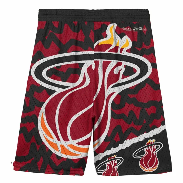 Youth Big Kids Mitchell and Ness Big Face Jumbotron Mesh Shorts Miami Heat