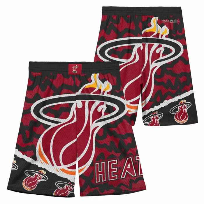 Youth Big Kids Mitchell and Ness Big Face Jumbotron Mesh Shorts Miami Heat