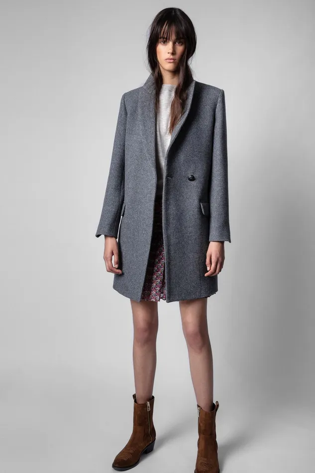 Zadig and Voltaire Coats MARCO CHINE COAT GREY 8211 Women