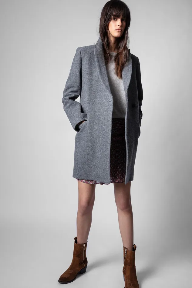 Zadig and Voltaire Coats MARCO CHINE COAT GREY 8211 Women Zadig and Voltaire Coats MARCO CHINE COAT GREY 8211 Women