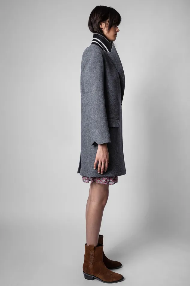 Zadig and Voltaire Coats MARCO CHINE COAT GREY 8211 Women Zadig and Voltaire Coats MARCO CHINE COAT GREY 8211 Women