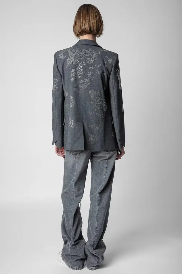 Zadig and Voltaire Jackets VENUS PAISLEY STRASS GREY 8211 Women
