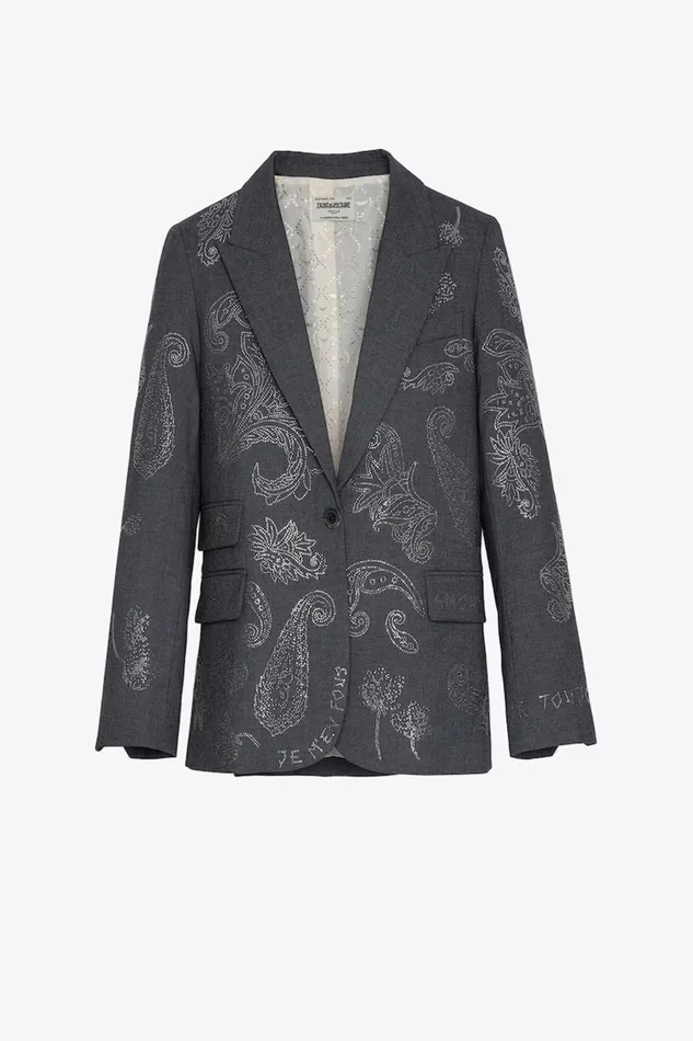 Zadig and Voltaire Jackets VENUS PAISLEY STRASS GREY 8211 Women