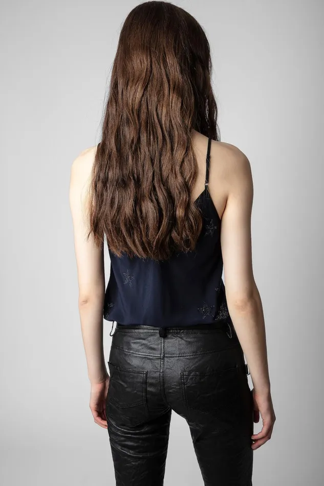 Zadig and Voltaire Shirts and Tops CASEL SOFT STRASS CAMI NAVY 8211 Women
