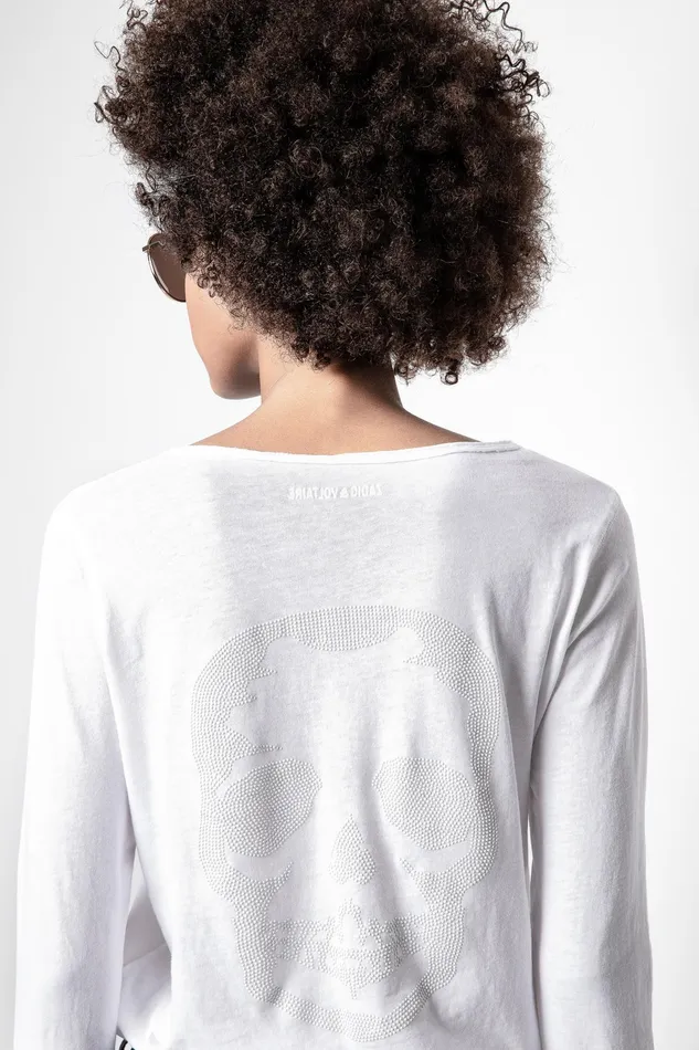 Zadig and Voltaire TShirts TUNISIEN ML STRASS TDM PER TEE WHITE 8211 Women