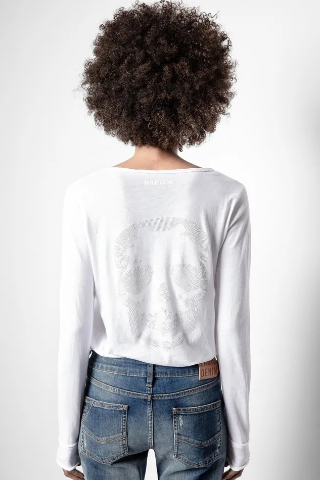 Zadig and Voltaire TShirts TUNISIEN ML STRASS TDM PER TEE WHITE 8211 Women