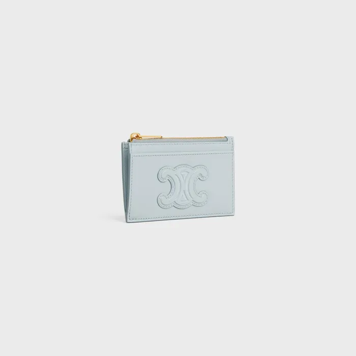 Zipped Card Holder Cuir Triomphe In Shiny Calfskin Soft Blue Women CELINE CARD HOLDERS Zipped Card Holder Cuir Triomphe In Shiny Calfskin Soft Blue Women CELINE CARD HOLDERS